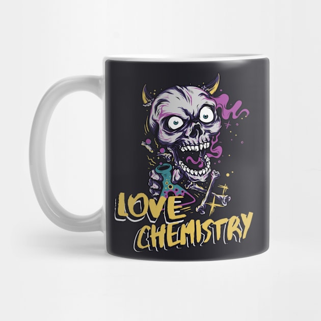 Love Chemistry crazy Laboratory Skull by Foxxy Merch